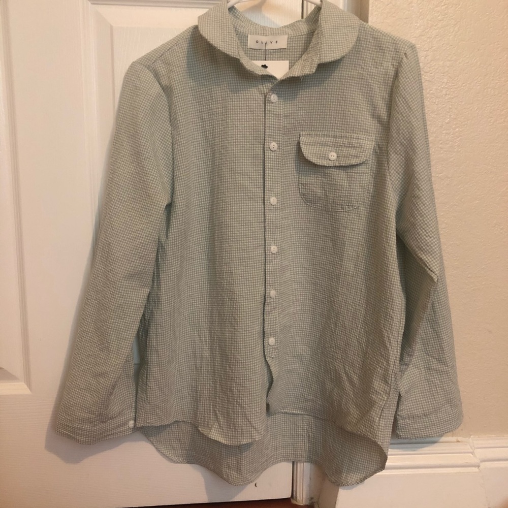 Olive U.K. Billie Mint Green Gingham Blouse